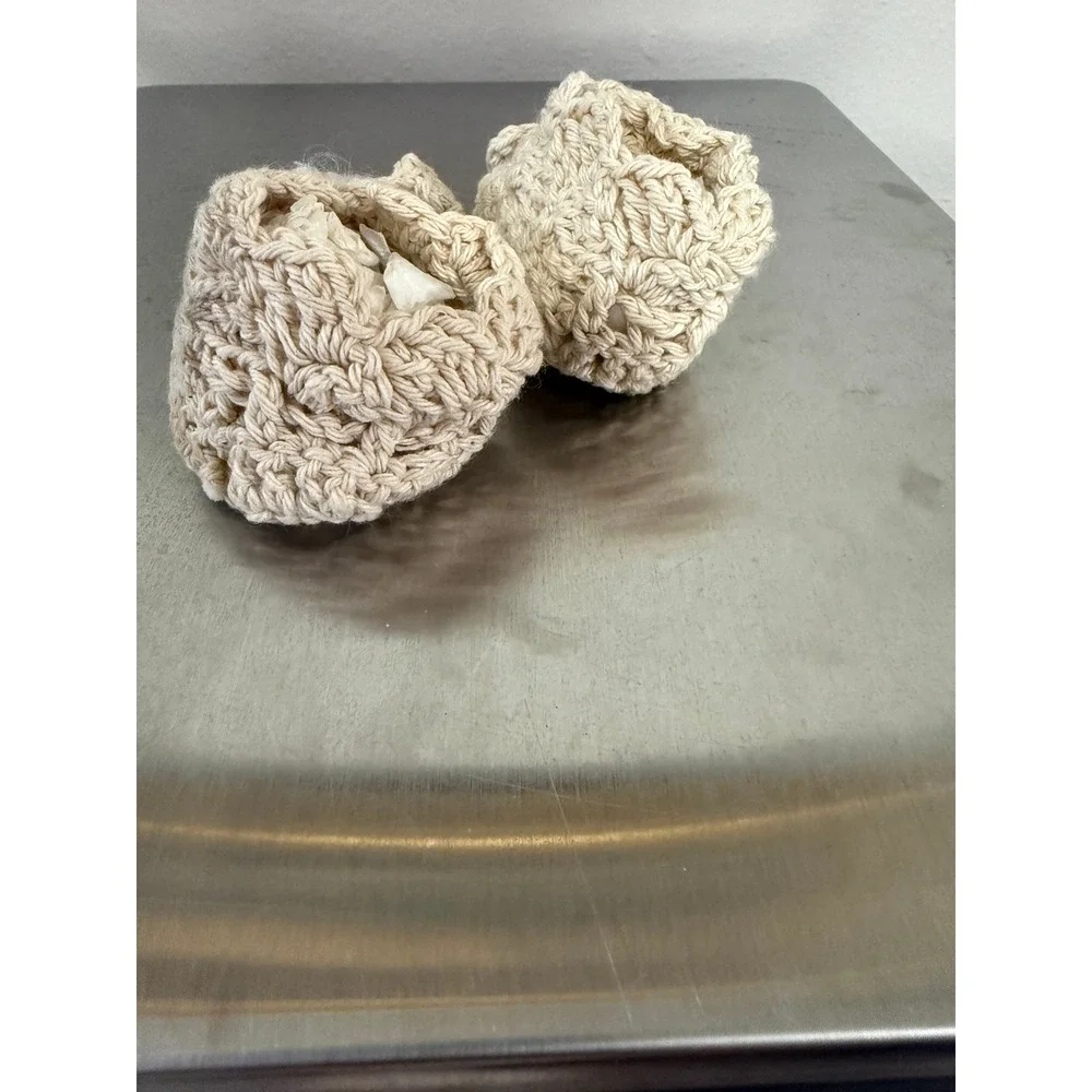 Handmade Crochet Baby Booties Cream Knit Newborn‎ Shoes